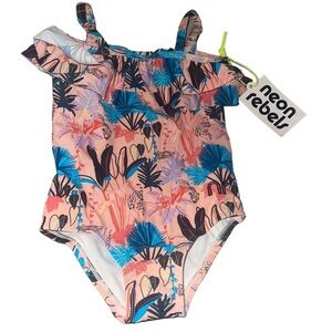 🏖️ New with Tags! Neon Rebels Girls One-Piece Pink Swim Suit‎ - Size 3 Years 🐟